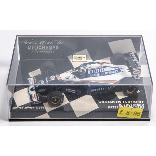 350 - 6 Minichamps 1:43 F1 Single Seat Racing Cars. Arrows Yamaha FA18, D. Hill. Jordan Peugeot 196, Brund... 