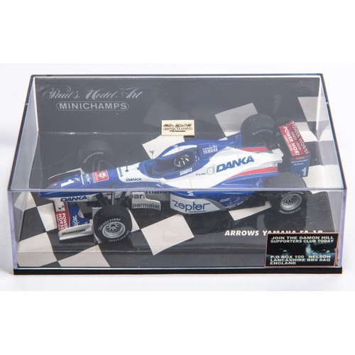 350 - 6 Minichamps 1:43 F1 Single Seat Racing Cars. Arrows Yamaha FA18, D. Hill. Jordan Peugeot 196, Brund... 