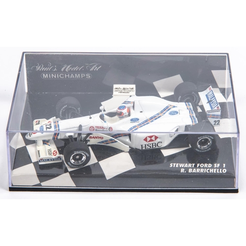 352 - 6 Minichamps 1:43 F1 Single Seat Racing Cars. Ferrari Test Car Fiorano 1998, Schumacher. Jordan 191 ... 