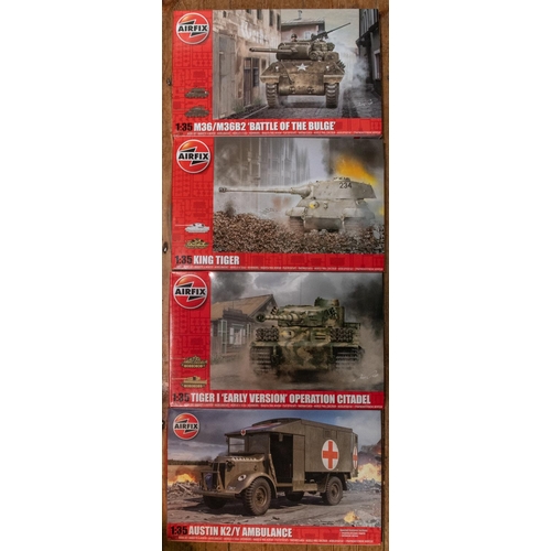 359 - 4 Airfix 1:35 scale Model Kits. Austin K2/Y Ambulance. Tiger 1 'Early Version' Operation Citadel. Ki... 