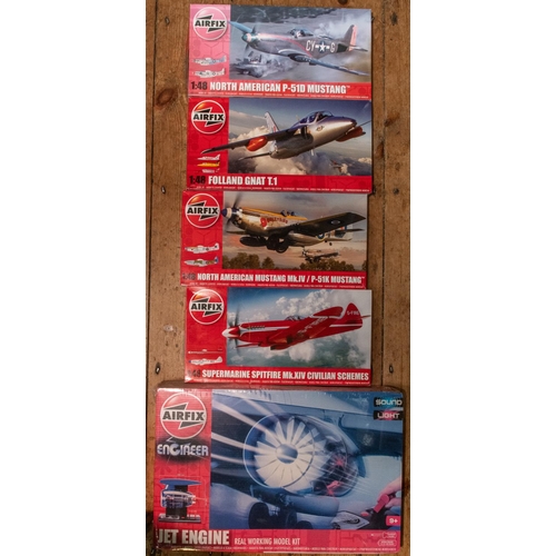 364 - 4 Airfix 1:48 scale Model Kits. All aircraft. North American Mustang Mk.1V / 51K Mustang. Folland Gn... 