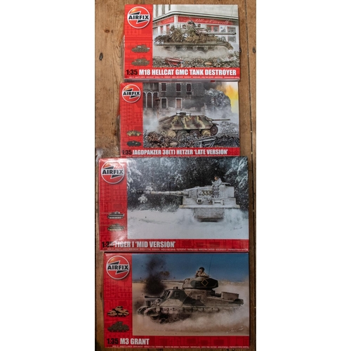 366 - 4 Airfix 1:35 scale Model Kits. All tanks. M18 Hellcat GMC Tank Destroyer. Jagdpanzer 38(T) Hetzer '... 