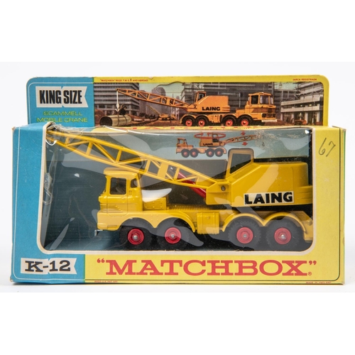 373 - 4x Matchbox King Size. K-4; Leyland Tipper Truck in metallic maroon with silver back. K-8; Caterpill... 