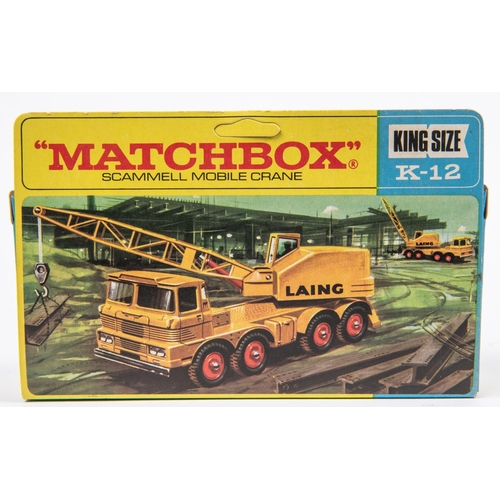 373 - 4x Matchbox King Size. K-4; Leyland Tipper Truck in metallic maroon with silver back. K-8; Caterpill... 