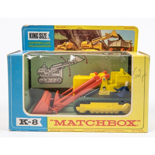 373 - 4x Matchbox King Size. K-4; Leyland Tipper Truck in metallic maroon with silver back. K-8; Caterpill... 