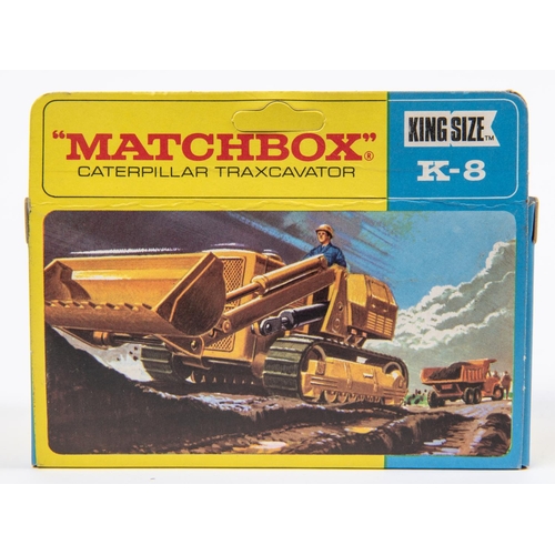 373 - 4x Matchbox King Size. K-4; Leyland Tipper Truck in metallic maroon with silver back. K-8; Caterpill... 