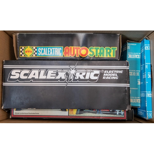 382 - A large quantity of Scalextric with boxed sets and accessories. Including 3x sets; a Formula 1 GP8 s... 