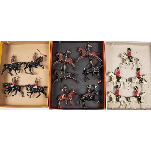 460 - Britains Hollow cast lead figures, 4 Mounted Life Gaurds, 1 is rearing up, 6 Dragoon Guards all moun... 