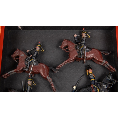 460 - Britains Hollow cast lead figures, 4 Mounted Life Gaurds, 1 is rearing up, 6 Dragoon Guards all moun... 