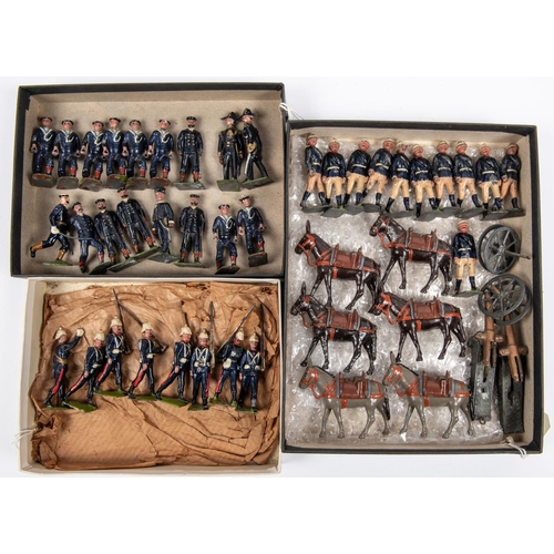 461 - Britains Royal Mountain Artillery. Comprising 6 mules, 2 gun barrels, 2 frames and 2 sets of wheels,... 