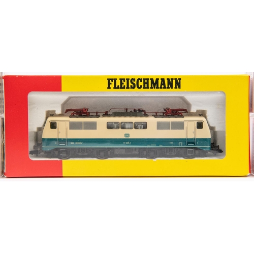 90 - A Fleischmann DB HO gauge DB class 111 Bo-Bo Electric Locomotive, RN 111 205-1 (4348). In blue and c... 