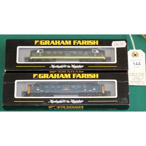 144 - 2 N Gauge Graham Farish Locomotives. A BR Class 55 Deltic 'Royal Scots Grey', RN D9000. Plus another... 