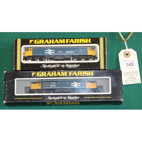 145 - 2 N Gauge Graham Farish Locomotives. A BR Class 37 'Highland Region', RN 37417. Plus a BR Class 50 '... 