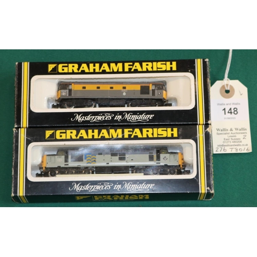 148 - 2 N Gauge Graham Farish Locomotives. A BR Railfreight Metals Class 37, RN 37887. Plus a BR Civil Eng... 