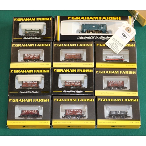 160 - Graham Farish N Gauge Locomotive and 10 wagons. A BR Class 08 Diesel Shunter in blue, RN 08493. Plus... 