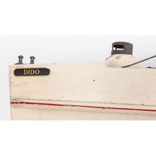 257 - A 1930s Tri-ang Y.C. pond cruiser 'Dido'. Plywood construction with battery driven motor. Hull in bl... 