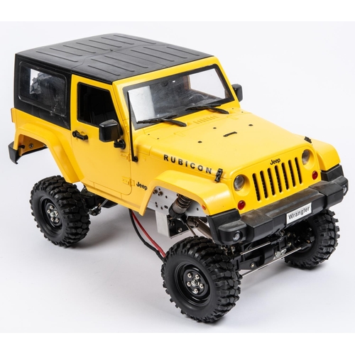 262 - A 1:10 scale radio controlled JEEP. With a scratch built alloy chassis with a TLT drive/axles with o... 