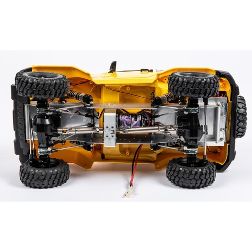 262 - A 1:10 scale radio controlled JEEP. With a scratch built alloy chassis with a TLT drive/axles with o... 