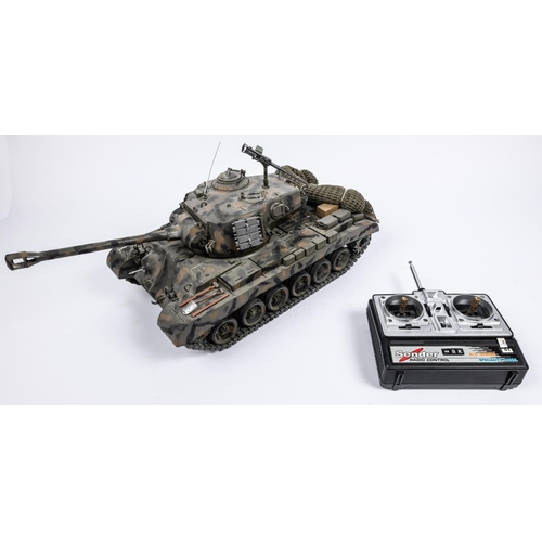 263 - A radio controlled Heng-Long WW2 Pershing Tank. This example has an upgraded motor, gearbox and trac... 