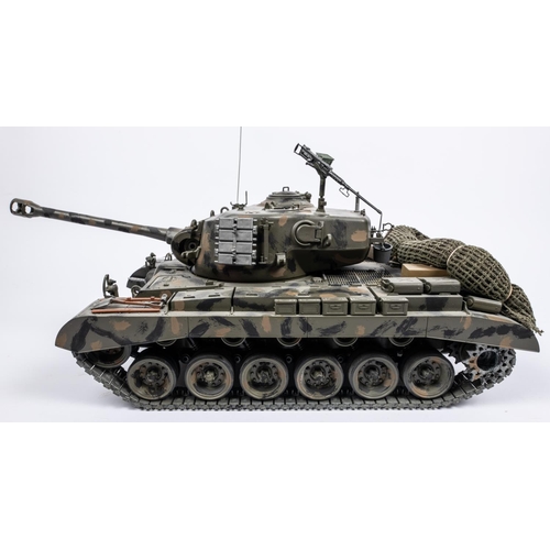 263 - A radio controlled Heng-Long WW2 Pershing Tank. This example has an upgraded motor, gearbox and trac... 