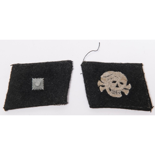 105 - A pair of Third Reich Totenkopf SS OR's collar patches. VGC £300-350