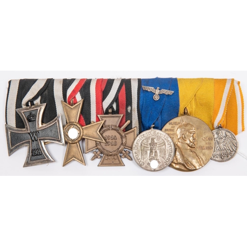 139 - German WWI/WWII group of 6 medals: 1914 Iron Cross 2nd class, WWII War Merit cross 2nd class without... 