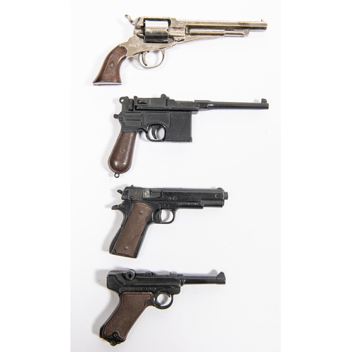 16 - Four percussion cap firing miniature pistols: Luger, 1896 Mauser automatic, 1911 Colt Automatic, and... 