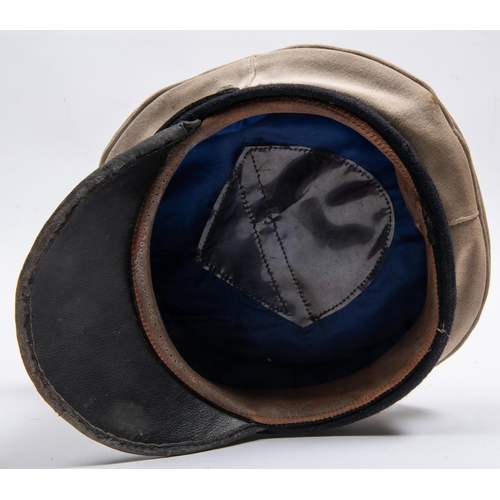 160 - A  well made copy of a Third Reich Naval officer's peaked cap, white top, gilt bullion embroidered p... 