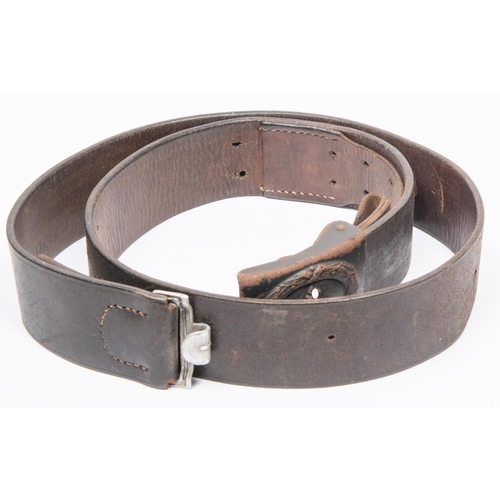 177 - A Third Reich Luftwaffe leather belt, with iron buckle by 