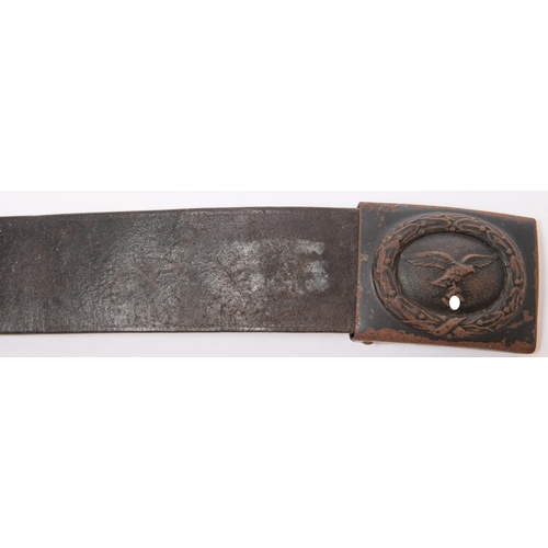 177 - A Third Reich Luftwaffe leather belt, with iron buckle by 