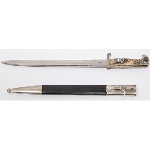 183 - A Third Reich Police bayonet, plated blade by Weyersberg, Kirschbaum & Cie, Solingen, nickel silver ... 