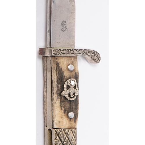 183 - A Third Reich Police bayonet, plated blade by Weyersberg, Kirschbaum & Cie, Solingen, nickel silver ... 