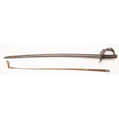 198 - A mid 19th century German cavalry trooper's sword, QGC (worn and lightly pitted overall); and a plai... 