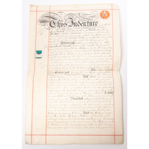 23 - A parchment agreement document dated 27th Dec. 1744, from Legg and his wift to Lacy. A document rega... 