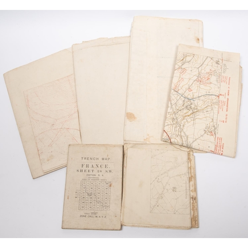 24 - A WWI trench map Richebourg, 1-10000, dated 8.8.16; 6 WWI dated maps of the front line: Belgium, Fra... 