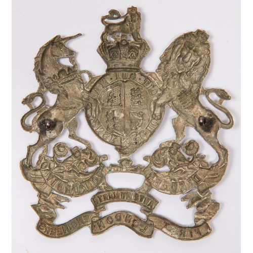 245 - A Victorian white metal helmet plate of the First London Engineers Volunteers. GC £100-150