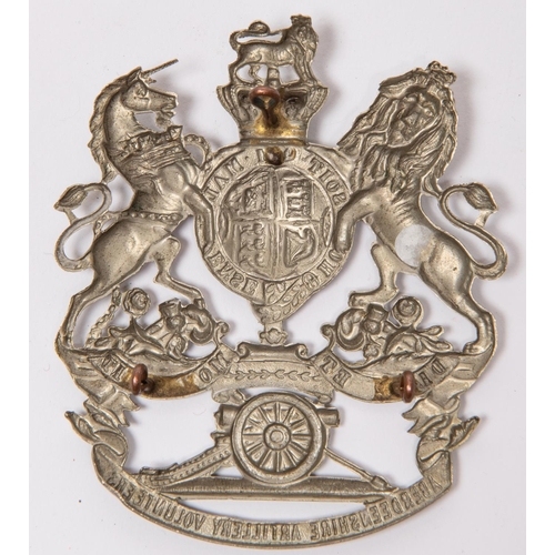 246 - A Victorian white metal helmet plate of the Aberdeenshire Artillery Volunteers. GC £100-150