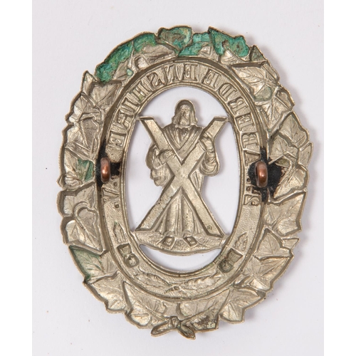 253 - An OR's white metal glengarry badge of the 2nd Aberdeenshire Rifle Volunteers, 1880-1884. GC £60-120