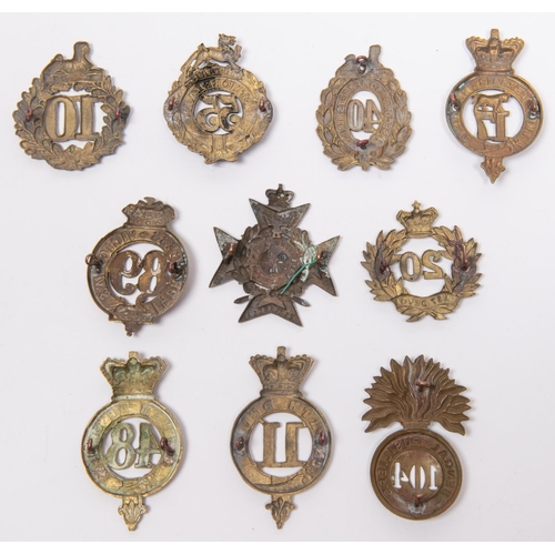 256 - Nine restrike pre 1881 numbered glengarry badges, and another. GC (10) £60-80