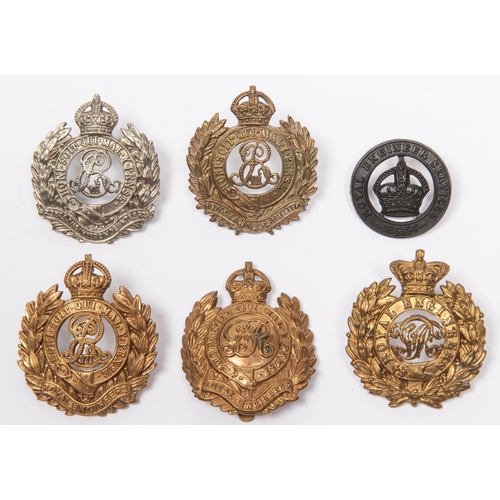 263 - Five Royal Engineers OR's cap badges: Victorian; Edward VII (OR's, WM Volunteers, brass Militia); an... 