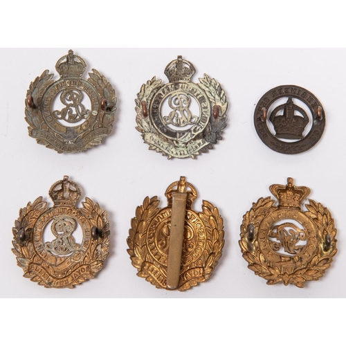 263 - Five Royal Engineers OR's cap badges: Victorian; Edward VII (OR's, WM Volunteers, brass Militia); an... 