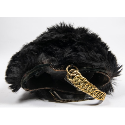 292 - A very scarce Crimean period Guards officer's bearskin cap, the lack of provision for a hackle plume... 