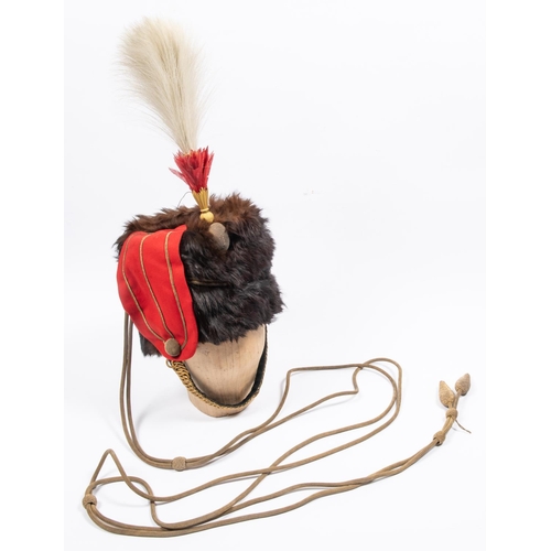 294 - A good Victorian officer's sable busby of the 8th Hussars, red bag with gilt bullion trim, boss and ... 