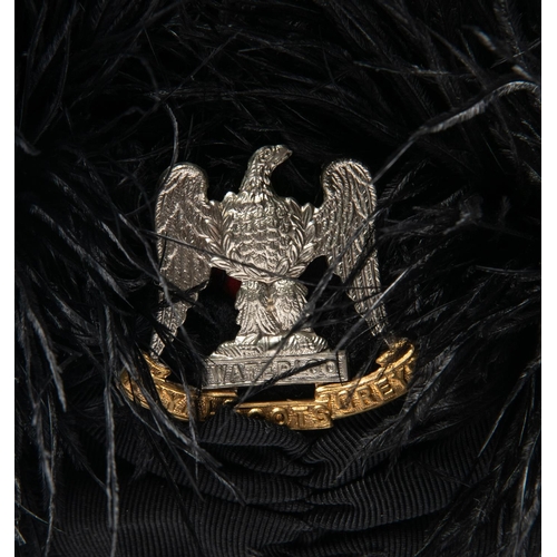 300 - A scarce Piper's ostrich feather bonnet of the Royal Scots Greys, regimental badge, white cut feathe... 