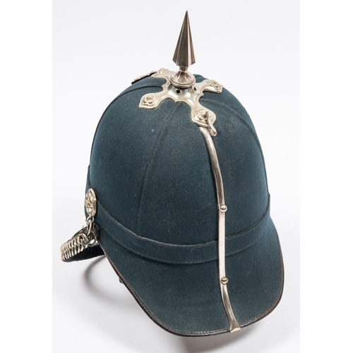 304 - A Victorian blue cloth helmet, with plate of the 2nd Renfrewshire Rifle Volunteers, white metal fitt... 