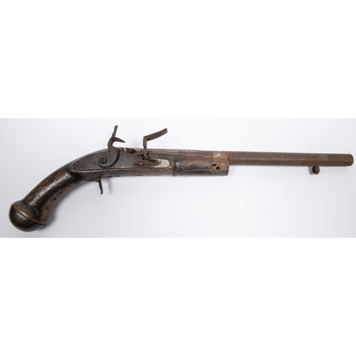 424 - A 22 bore military style flintlock holster pistol, c 1730, 19