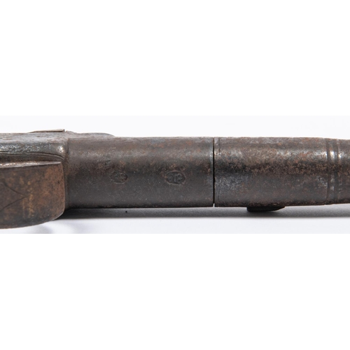 429 - A late 18th century 26 bore silver mounted cannon barrelled pistol converted to percussion, 12