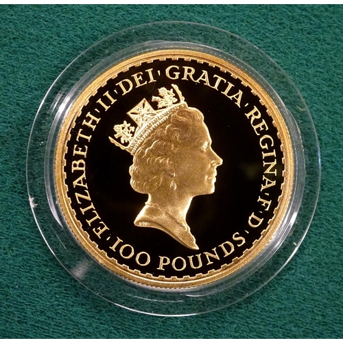 74 - Elizabeth II Britannia gold proof set of coins 1987, comprising £100, £50, £25 and £10 (being One ou... 