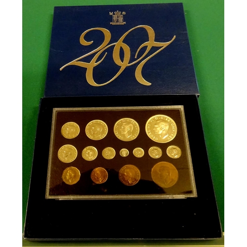 81 - H.M. George VI 1937 Coronation coin set, re-issued in 2007 by the Royal Mint, comprising crown to fa... 