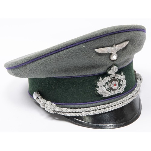 169 - A Third Reich Army Chaplain's peaked SD cap, with alloy embroidered insignia, lining marked 